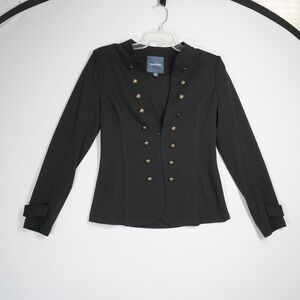 ModCloth Black Military Blazer Jacket Brass Buttons Stand Collar Small Steampunk